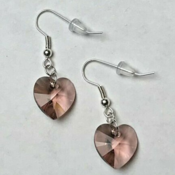 Swarovski Crystal Elements Heart Earrings Sterling - Picture 6 of 6